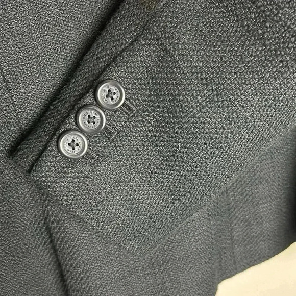 Karl Lagerfeld Blazer 12 Black Tweed Texture Fringe Trim Suit Jacket Office Work - Picture 7 of 11